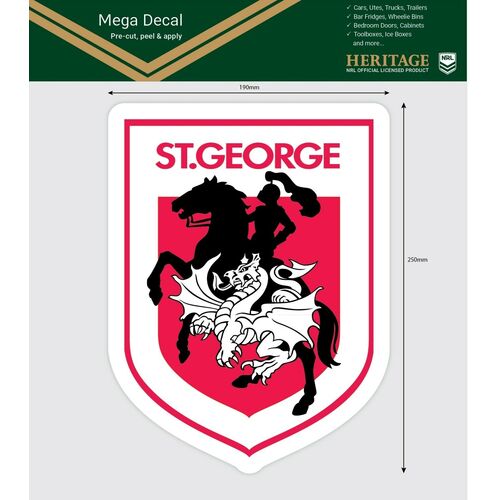 St George Illawarra Dragons Heritage NRL iTag UV Car Mega Large Decal Sticker 