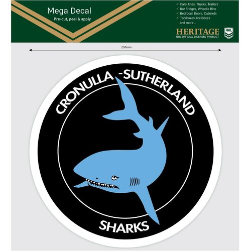 Cronulla Sutherland Sharks Heritage NRL iTag UV Car Mega Large Decal Sticker 