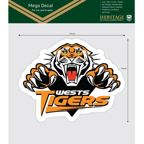 Wests Tigers Heritage NRL iTag UV Car Mega Large Decal Sticker 