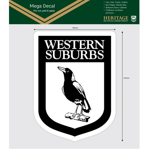 Western Suburbs Magpies Heritage NRL iTag UV Car Mega Large Decal Sticker 