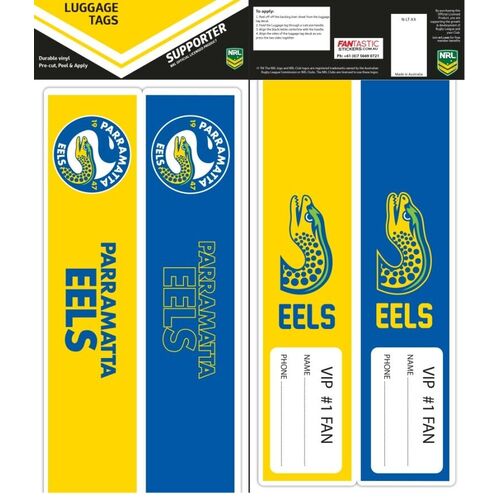 Official NRL Parramatta Eels iTag Travel Luggage Bag Tag Decal (2 Pack)