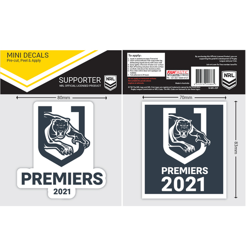 Penrith Panthers NRL 2021 Premiers iTag Mini Decal Stickers 2 Pack! 