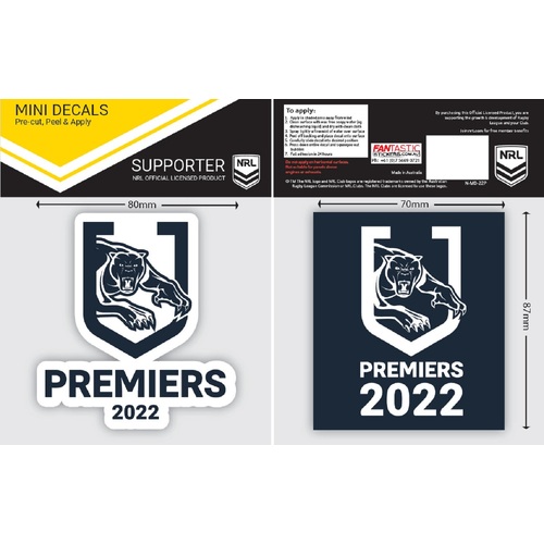 Penrith Panthers NRL 2022 Premiers iTag Mini Decal Stickers 2 Pack *IN STOCK*