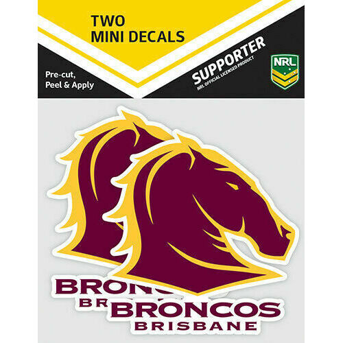 Brisbane Broncos Official NRL iTag UV Car Logo Mini Decal Sticker (2 Pack)