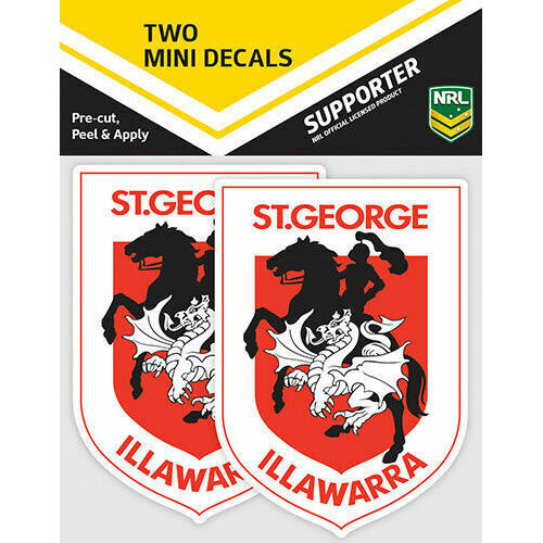 St George Dragons Official NRL iTag UV Car Team Logo Mini Decal Sticker (2 Pack)