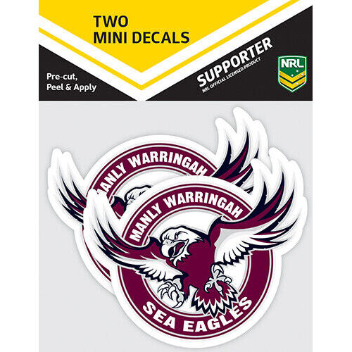 Official Manly Sea Eagles NRL iTag UV Car Team Logo Mini Decal Sticker (2 Pack)