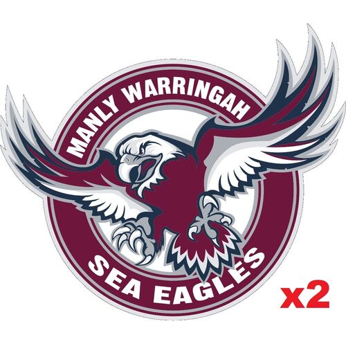 Manly Sea Eagles NRL UV Car Team Logo Decal Sticker 10.5 x 14 cm (2 Pack)