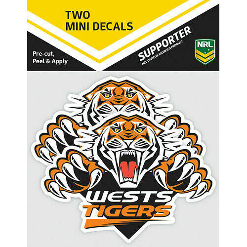 West Tigers Official NRL iTag UV Car Team Logo Mini Decal Sticker (2 Pack)