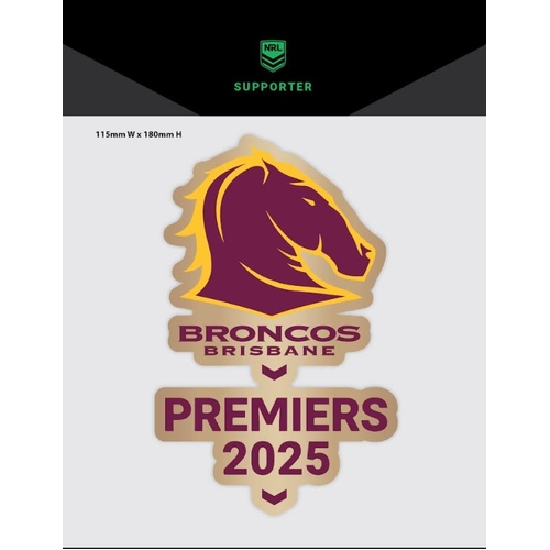 Brisbane Broncos NRL 2025 Premiers iTag Medium Size Car Decal!