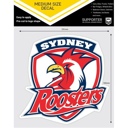 Sydney Roosters Official NRL iTag UV Car Medium Decal Sticker