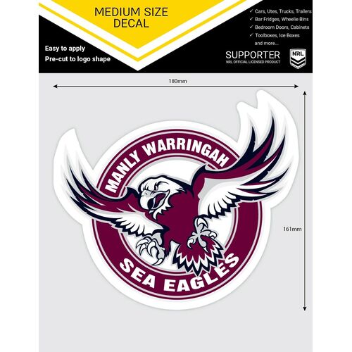 Manly Sea Eagles Official NRL iTag UV Car Medium Decal Sticker