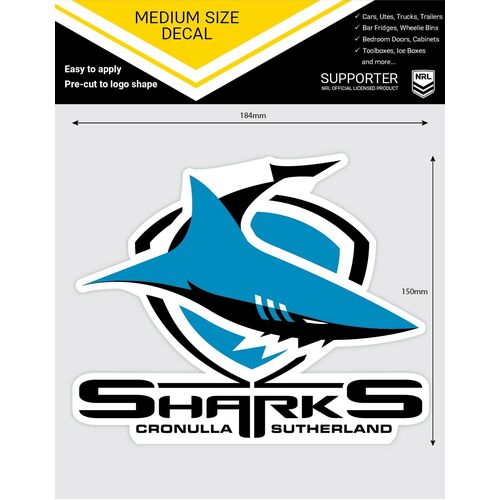 Cronulla Sutherland Sharks Official NRL iTag UV Car Medium Decal Sticker