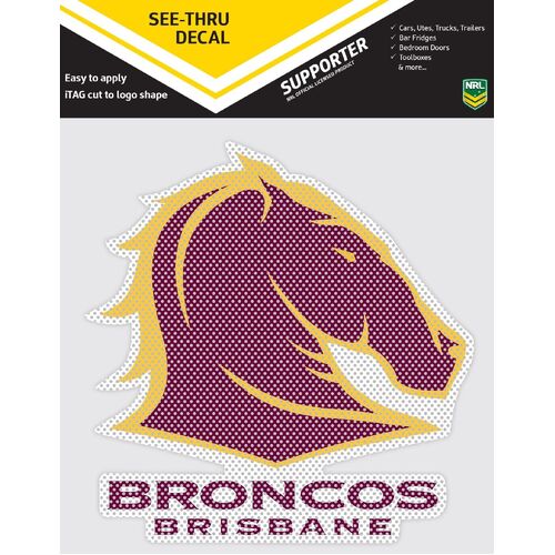 Official Brisbane Broncos NRL iTag UV Car See Thru Logo Window Decal Sticker