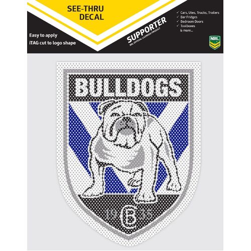 Official Canterbury Bulldogs NRL iTag UV Car See Thru Logo Window Decal Sticker