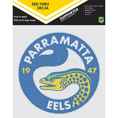 Official Parramatta Eels NRL iTag UV Car See Thru Logo Window Decal Sticker