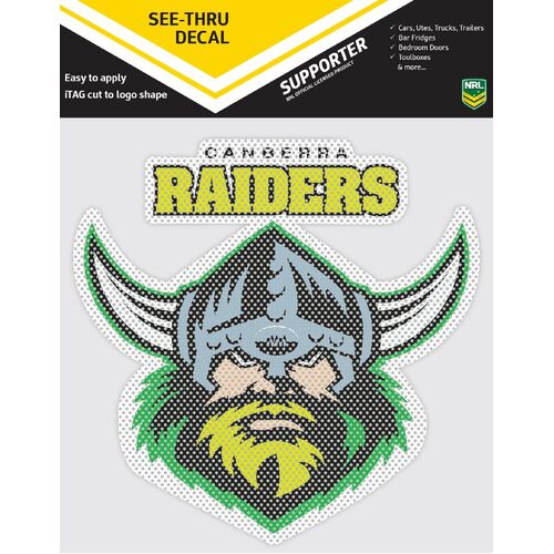 Official Canberra Raiders NRL iTag UV Car See Thru Logo Window Decal Sticker