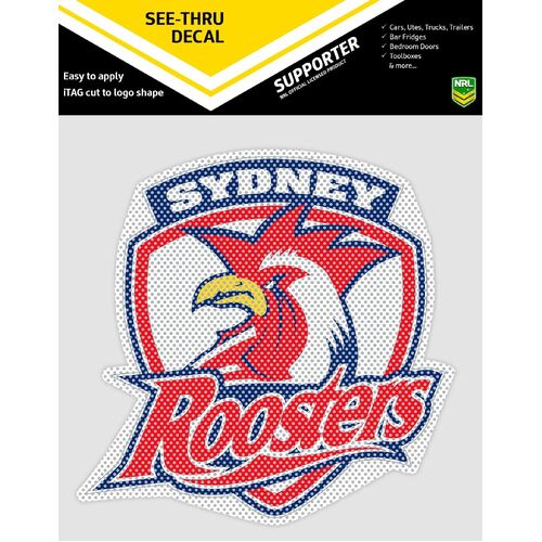 Official Sydney Roosters NRL iTag UV Car See Thru Logo Window Decal Sticker