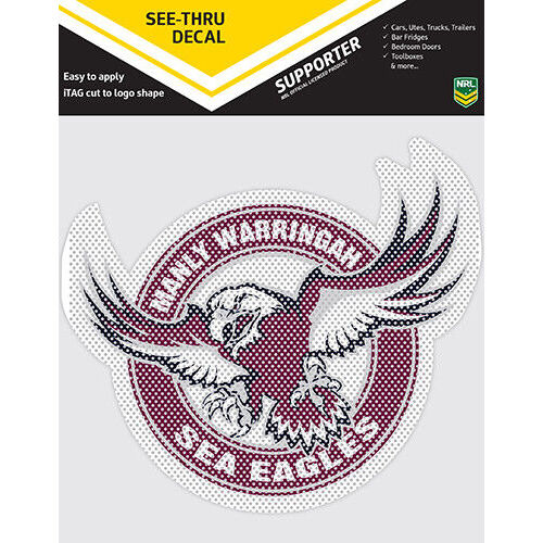 Official Manly Sea Eagles NRL iTag UV Car See Thru Logo Window Decal Sticker