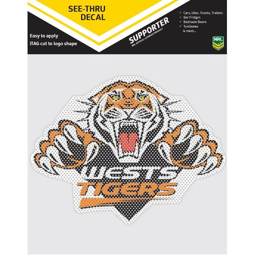 Official West Tigers NRL iTag UV Car See Thru Logo Window Decal Sticker