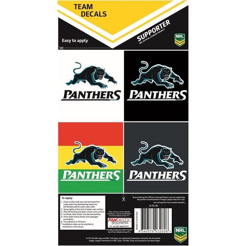 Official Penrith Panthers NRL iTag UV Car Team Decal Sticker Sheet (4 Pack)