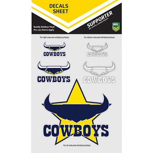 Official NRL North Queensland Cowboys UV Car Bumper Decal Sticker Sheet (5 Pack)