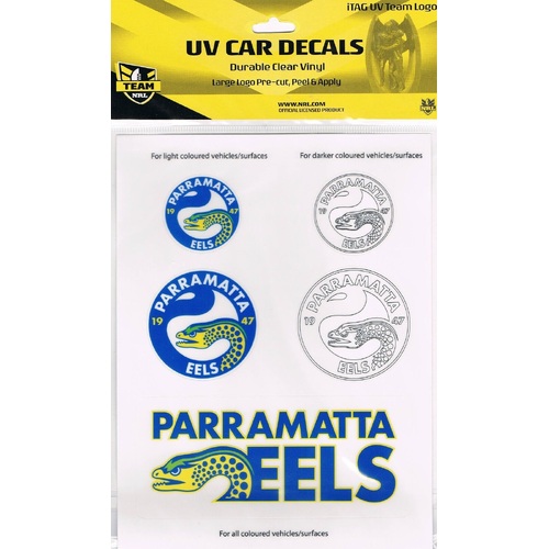 Official NRL Parramatta Eels iTag UV Car Bumper Decal Sticker Sheet (5 Pack)