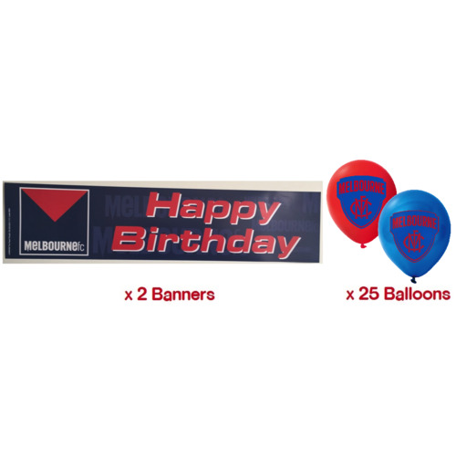 Melbourne Demons AFL Party Pack 25 Helium Balloons & 2 Happy Birthday Banners!