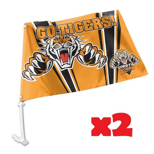 Wests Tigers NRL Car Flag 30 cm x 49 cm! 2 Flags for 1 Price!