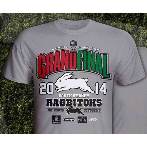 South Sydney Rabbitohs 2014 ISC Grey Grand Final T Shirt S-3XL! Collectable!