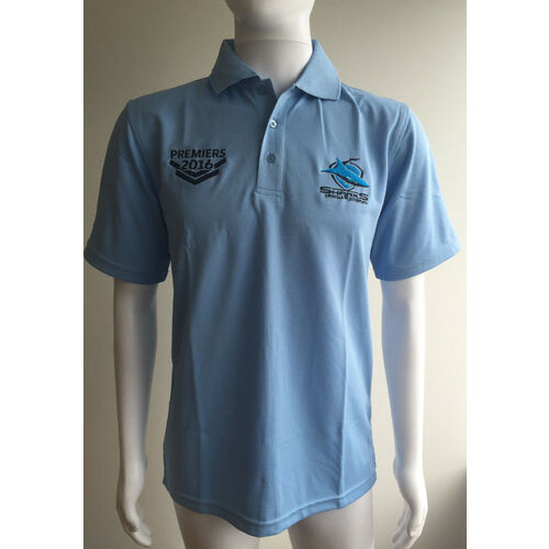 Cronulla Sharks NRL 2016 Premiers Classic Sky Blue Polo Shirt Sizes S-5XL! 