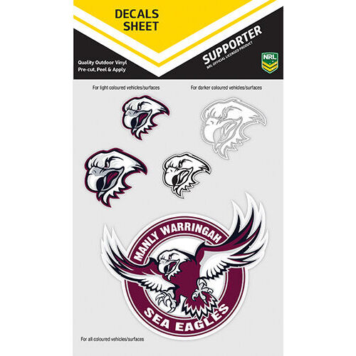 Official NRL Manly Sea Eagles iTag UV Car Bumper Decal Sticker Sheet (5 Pack)