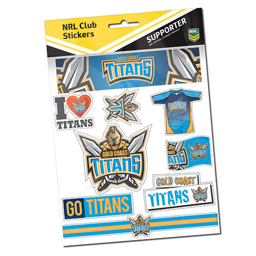 Official NRL Gold Coast Titans Deluxe Club Stickers Sticker Sheet Pack