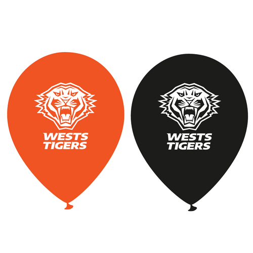 Official NRL West Tigers NEW Birthday Party Helium Balloons (10 Pack)