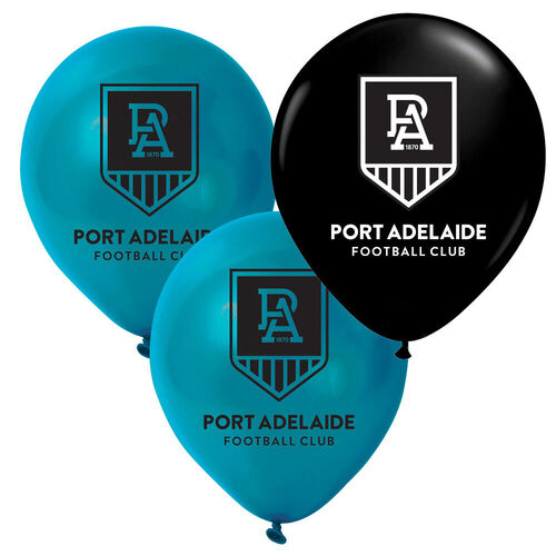 Official AFL Port Adelaide Power Birthday Party Helium Balloons (10 Pack) NEW