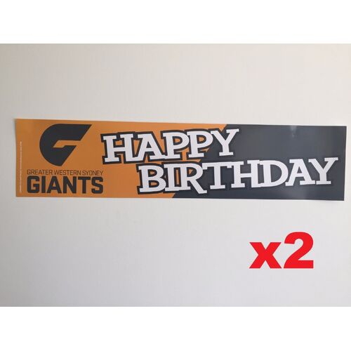Official AFL Greater Western Sydney GWS Giants Happy Birthday Banners Posters x2