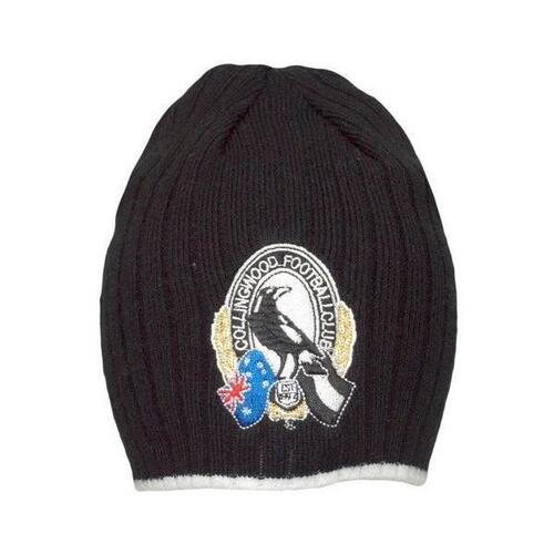 Official AFL Collingwood Magpies Acrylic Rib Knit Surf Beanie