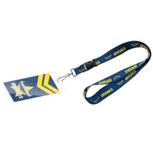 Official NRL North Queensland Cowboys Keyring Lanyard with Card Pocket Sleeve