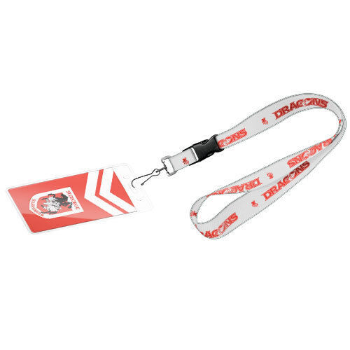 Official NRL St George Dragons Keyring Neck Lanyard with Card Pocket Sleeve