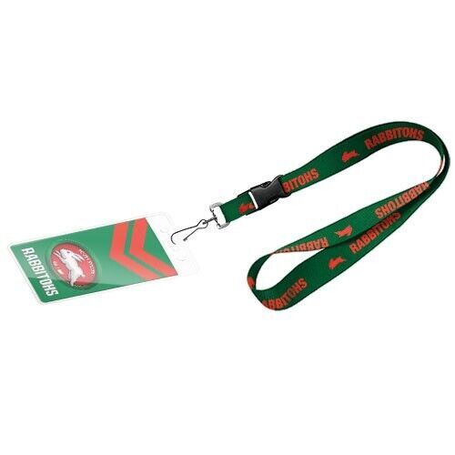 Official NRL South Sydney Rabbitohs Keyring Neck Lanyard with Card Pocket Sleeve