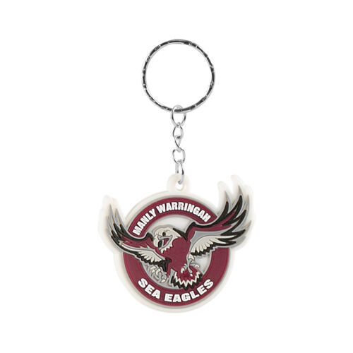 Official NRL Manly Sea Eagles Rubber Team Logo Keyring Keychain