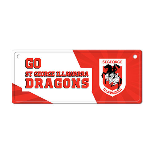 Official NRL St George Dragons Metal Tin Number Licence Plate Sign Decoration