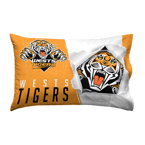 Official NRL West Tigers Bed Double Sided Single Pillowcase Pillow Case
