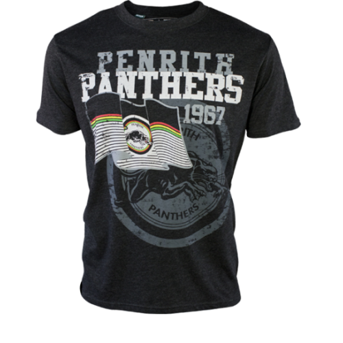 Official Penrith Panthers ARL NRL Retro Heritage Flag Print T Shirt Size S-5XL