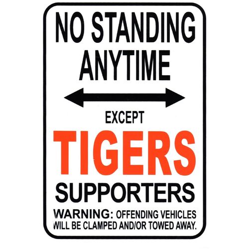 AFL Richmond Tigers No Standing Except Tigers Supporters Sign Poster