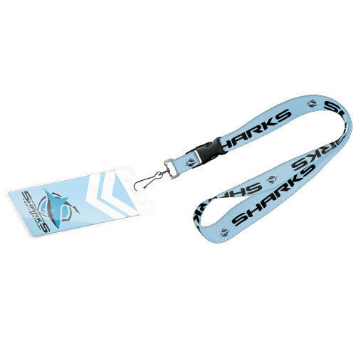 Official NRL Cronulla Sharks Keyring Neck Lanyard with Card Pocket Sleeve