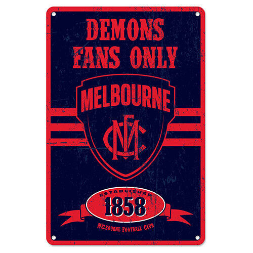 Official AFL Melbourne Demons Obey The Rules Retro Tin Metal Sign Decoration