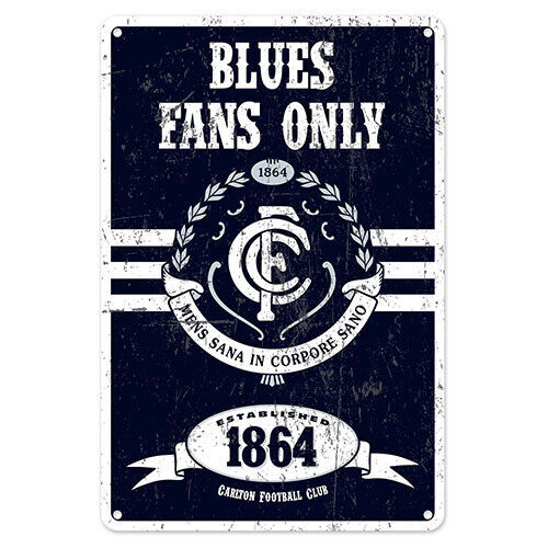 Official AFL Carlton Blues Obey The Rules Retro Tin Metal Sign Decoration (NEW)
