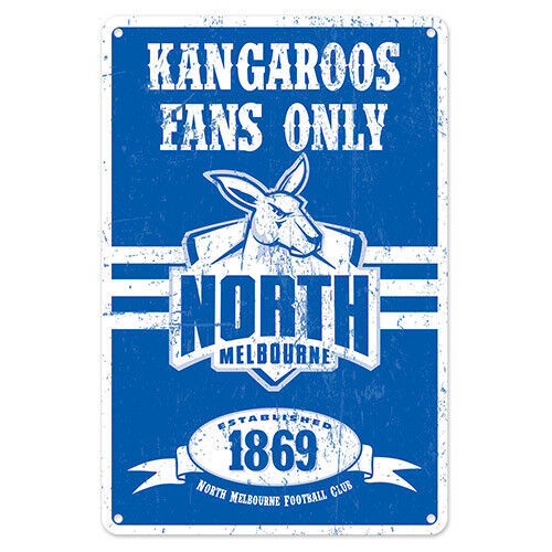 Official AFL North Melbourne Kangaroos Obey The Rules Retro Tin Metal Sign
