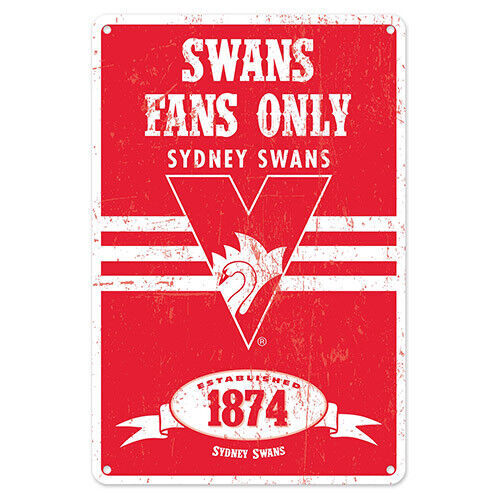 Official AFL Sydney Swans Obey The Rules Retro Tin Metal Sign Decoration