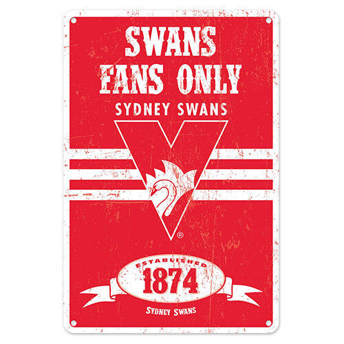 Official AFL Sydney Swans Obey The Rules Retro Tin Metal Sign Decoration